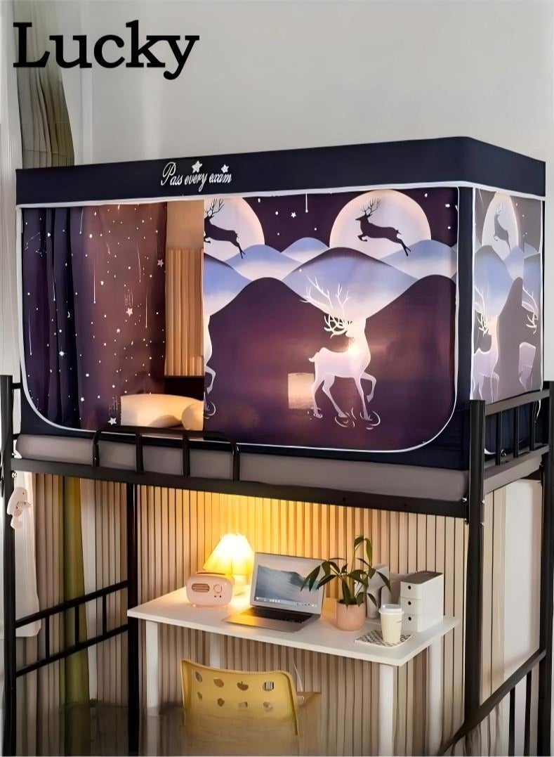 لاكي خيام مظلة السرير ستارة تعتيم ستارة خيمة سرير واحد ستارة قماش تظليل الطالب مظلة السرير ناموسية نوم الطالب حماية الخصوصية - Image 1