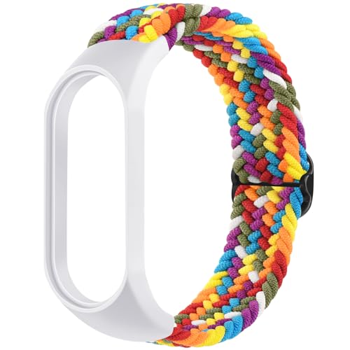 Tobfit Nylon Single Loop Woven Strap Compatible with Xiaomi Mi Band 3/4 / 5/6 / 7 / Amazfit Band 5 SmartWatch (Watch Not Included), Removable Sport Belt for Men and Women(Colorful) - Image 1