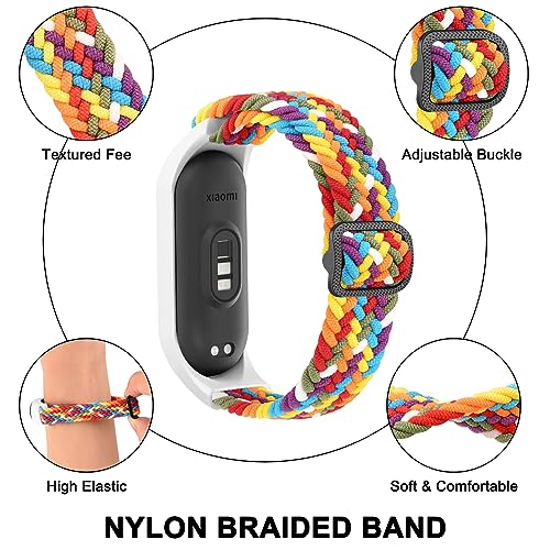 Tobfit Nylon Single Loop Woven Strap Compatible with Xiaomi Mi Band 3/4 / 5/6 / 7 / Amazfit Band 5 SmartWatch (Watch Not Included), Removable Sport Belt for Men and Women(Colorful) - Image 2