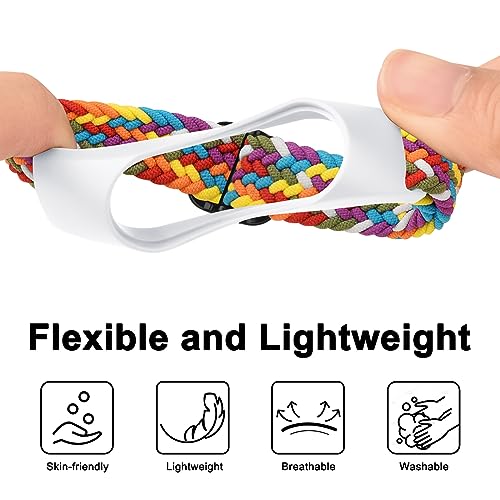 Tobfit Nylon Single Loop Woven Strap Compatible with Xiaomi Mi Band 3/4 / 5/6 / 7 / Amazfit Band 5 SmartWatch (Watch Not Included), Removable Sport Belt for Men and Women(Colorful) - Image 3