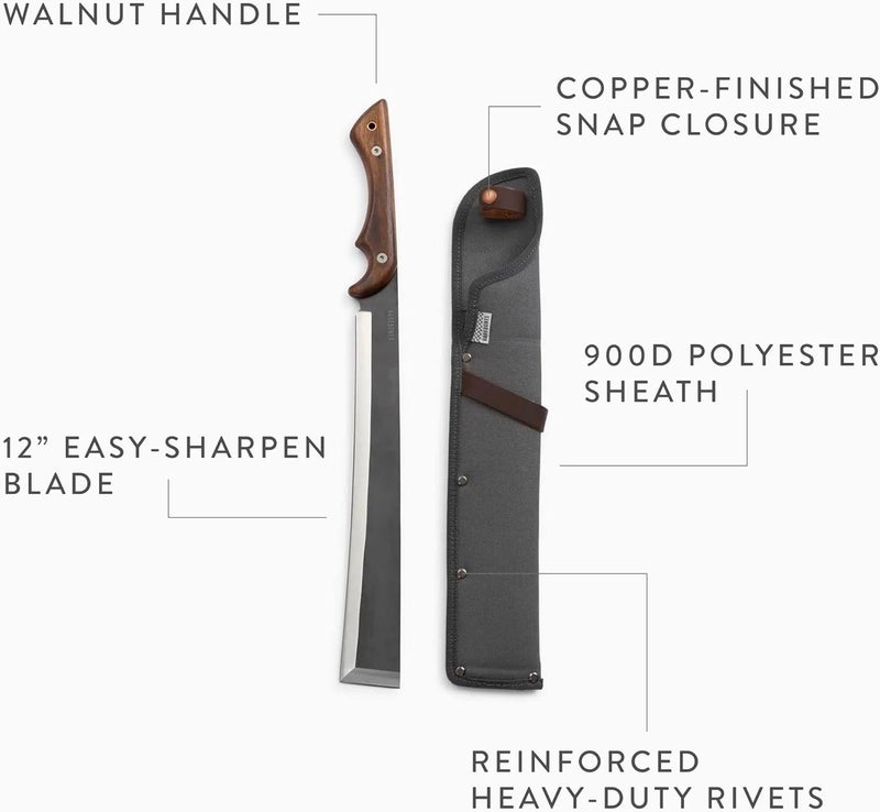 Barebones أداة ناتا اليابانية - منجل كامل الطول لأعمال الحديقة - متوازن للقطع والتحكم - سكين منجل للصيد مع غمد - مقبض من خشب الجوز الصلب - شفرة من الفولاذ المقاوم للصدأ - Image 2