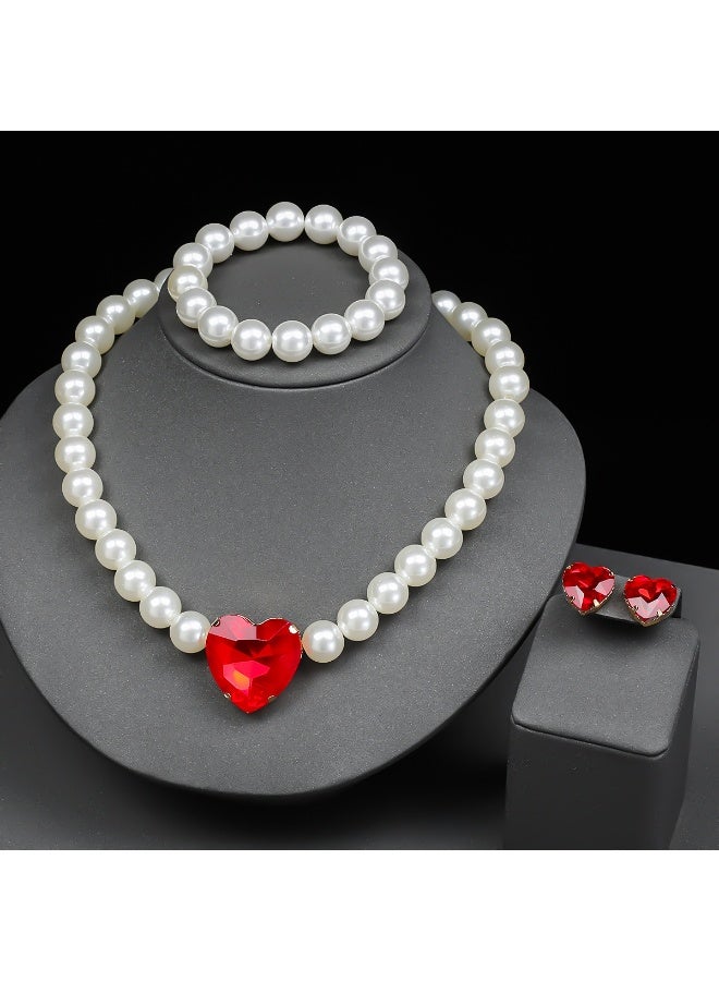 NIBEMINENT Minimalist Heart-Shaped Earring, Bracelet, and Necklace Set