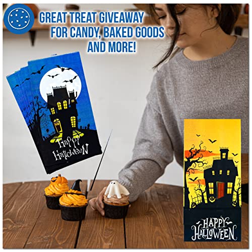 Iconikal Halloween Treat Paper Bags, 40-Pack 2 Designs Trick or Treat Party Favor Goodie Snack Sacks Candy, Popcorn, Gifts, Cookies - Image 2