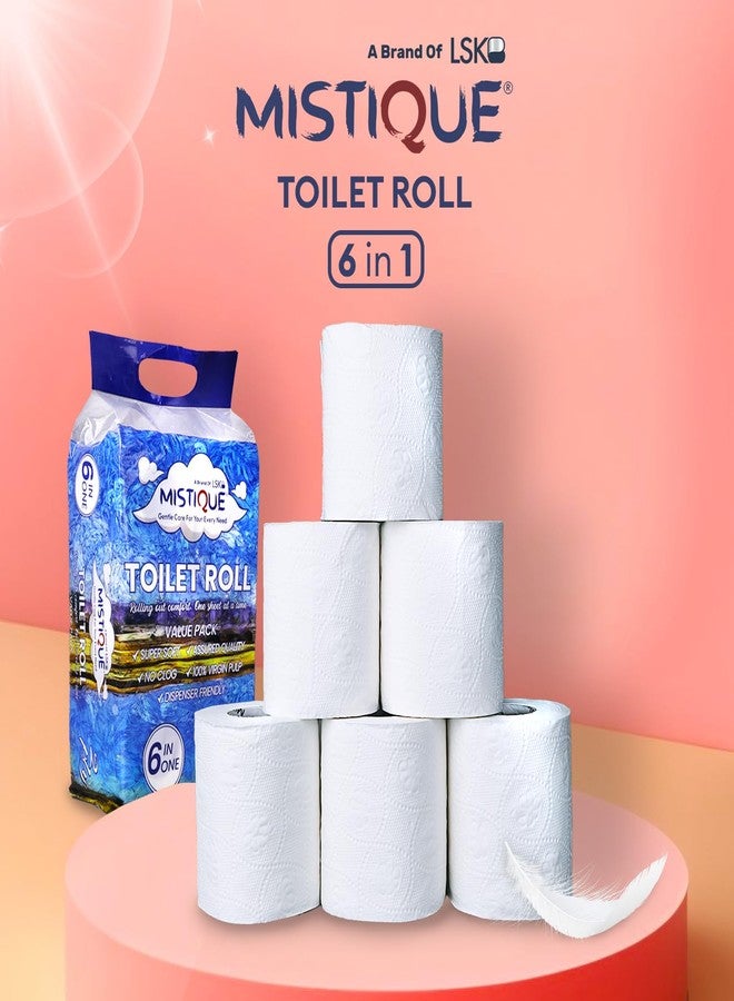 MISTIQUE 2 Ply 180 Pulls Toilet Paper Roll | 180 Pulls x 6 Rolls | Soft and Highly Absorbent | 100% Natural Virgin Pulp | Dispenser Friendly | Super Soft | Family Pack of 6 Rolls - Image 2