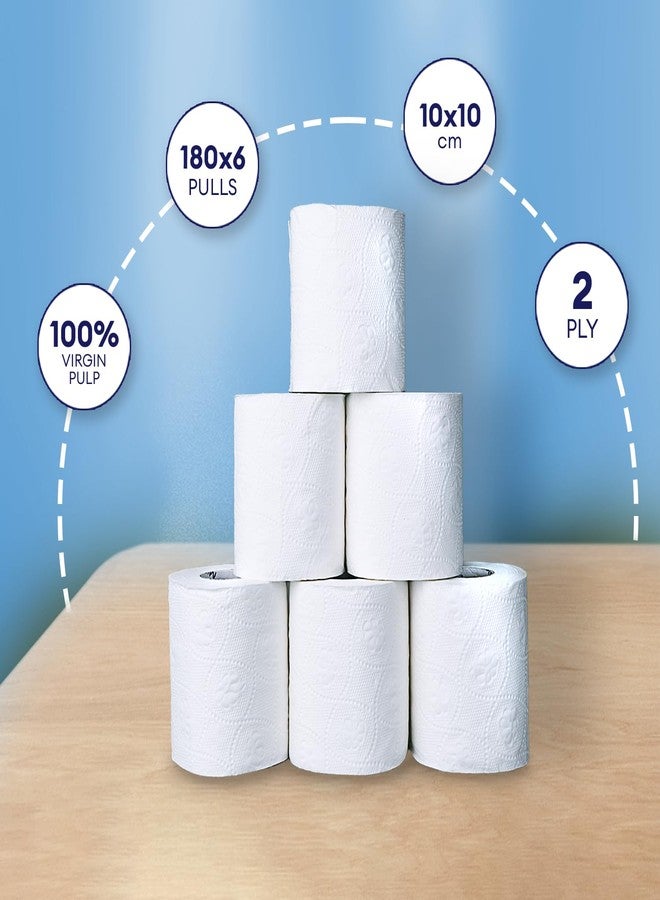 MISTIQUE 2 Ply 180 Pulls Toilet Paper Roll | 180 Pulls x 6 Rolls | Soft and Highly Absorbent | 100% Natural Virgin Pulp | Dispenser Friendly | Super Soft | Family Pack of 6 Rolls - Image 3