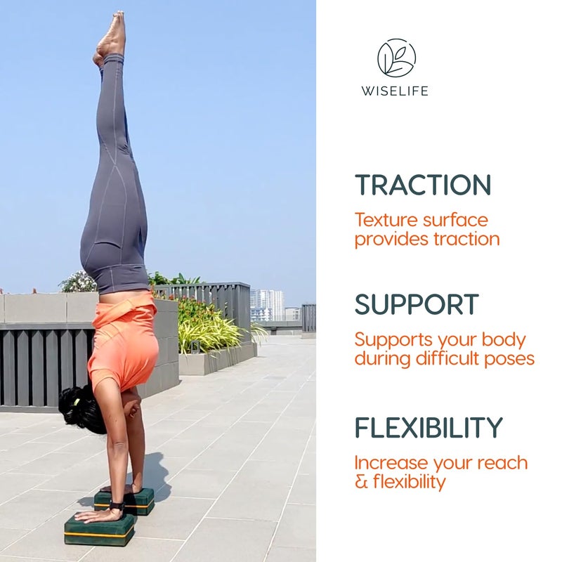 WISELIFE Bottle Green Yoga Block | Yoga Brick, High-Density Premium EVA Foam Material, Soft Surface for balance, support & performance, Yoga Props (Pack of 1, Extra Large Size) - Image 3