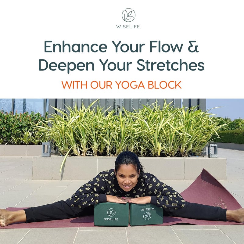 WISELIFE Bottle Green Yoga Block | Yoga Brick, High-Density Premium EVA Foam Material, Soft Surface for balance, support & performance, Yoga Props (Pack of 1, Extra Large Size) - Image 2