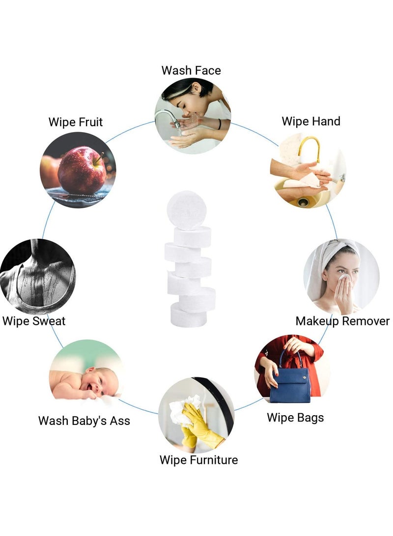 SYOSI 100PCS Compressed Cotton Towel Tablets, Mini Disposable Face Towels Portable Cotton Coin Tissue for Travel, Camping, Hiking, Sport, Beauty Salon, Home Hand Wipes and Other Outdoor Activities - Image 3