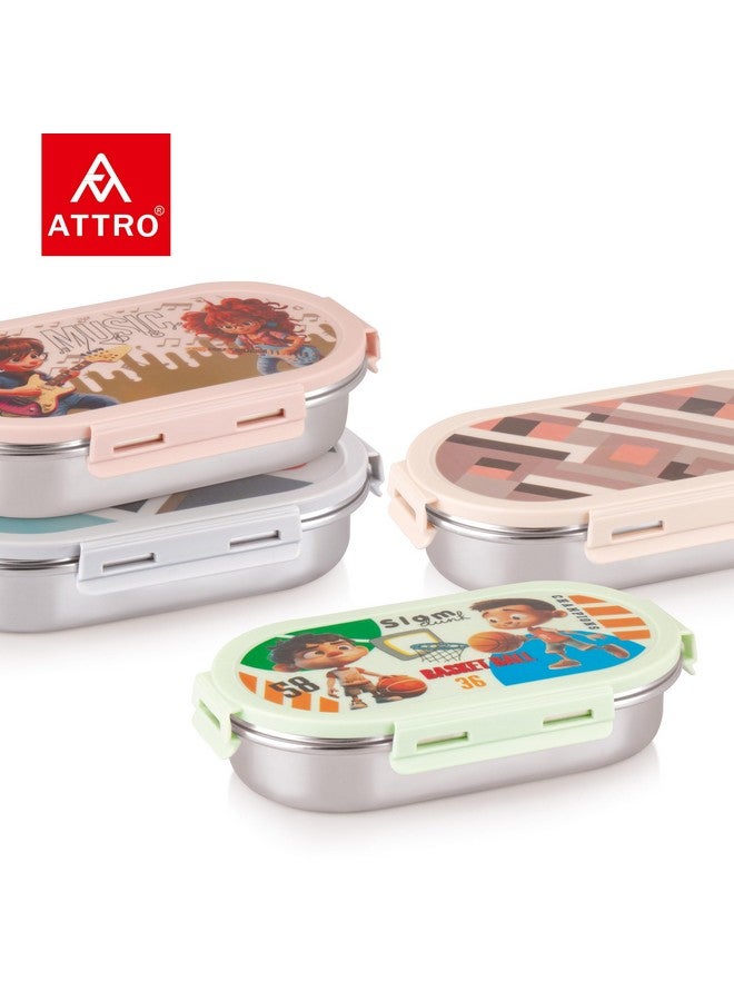 Attro Pluto Stainless Steel Lunch Box with 1 Small Container Airtight Leak-Proof Food Grade - Green 540ml+170ml - Image 3