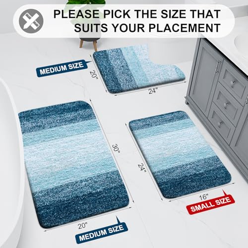 Arotive Microfiber Bathroom Rugs, Shaggy Soft and Absorbent Bath Rug, Non-Slip, Thick Plush Machine Washable Dry Bath Mats for Bathroom, Tub and Shower, 24x16, Peacock Blue, Rectangular - Image 2