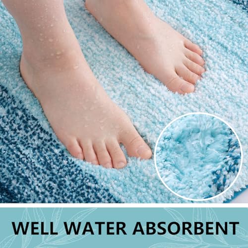 Arotive Microfiber Bathroom Rugs, Shaggy Soft and Absorbent Bath Rug, Non-Slip, Thick Plush Machine Washable Dry Bath Mats for Bathroom, Tub and Shower, 24x16, Peacock Blue, Rectangular - Image 3