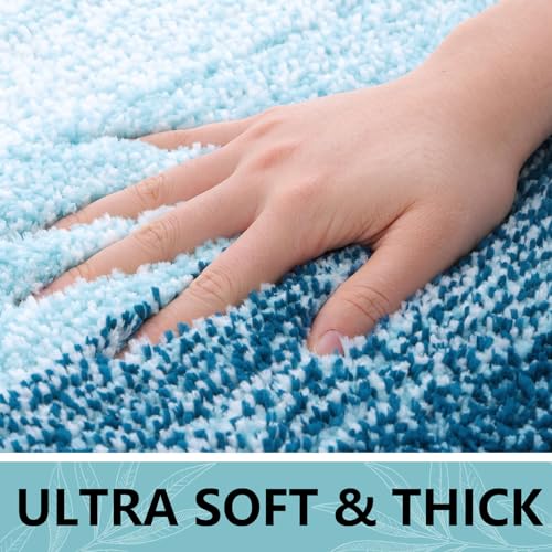 Arotive Microfiber Bathroom Rugs, Shaggy Soft and Absorbent Bath Rug, Non-Slip, Thick Plush Machine Washable Dry Bath Mats for Bathroom, Tub and Shower, 24x16, Peacock Blue, Rectangular - Image 4