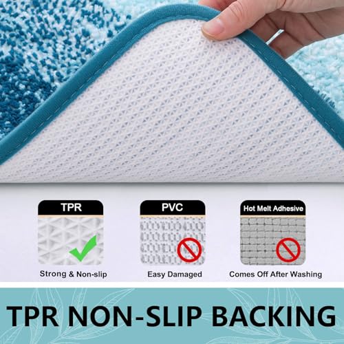 Arotive Microfiber Bathroom Rugs, Shaggy Soft and Absorbent Bath Rug, Non-Slip, Thick Plush Machine Washable Dry Bath Mats for Bathroom, Tub and Shower, 24x16, Peacock Blue, Rectangular - Image 5
