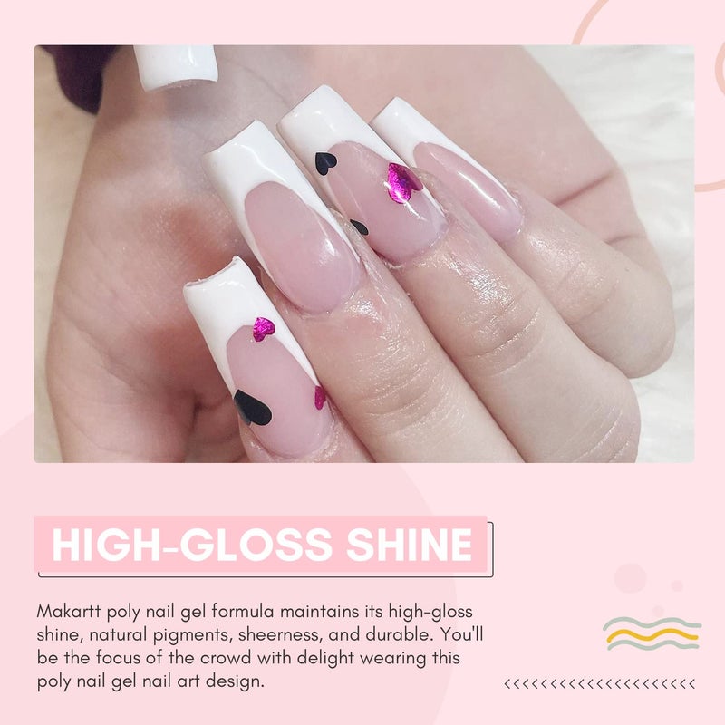 Makartt Hema-Free Poly Nail Gel Light Pink,50ML Builder for Extension, Strengthener, Hard Gels for Nails, Beauty Gift Trendy Manicure Design Salon DIY at Home - Image 3