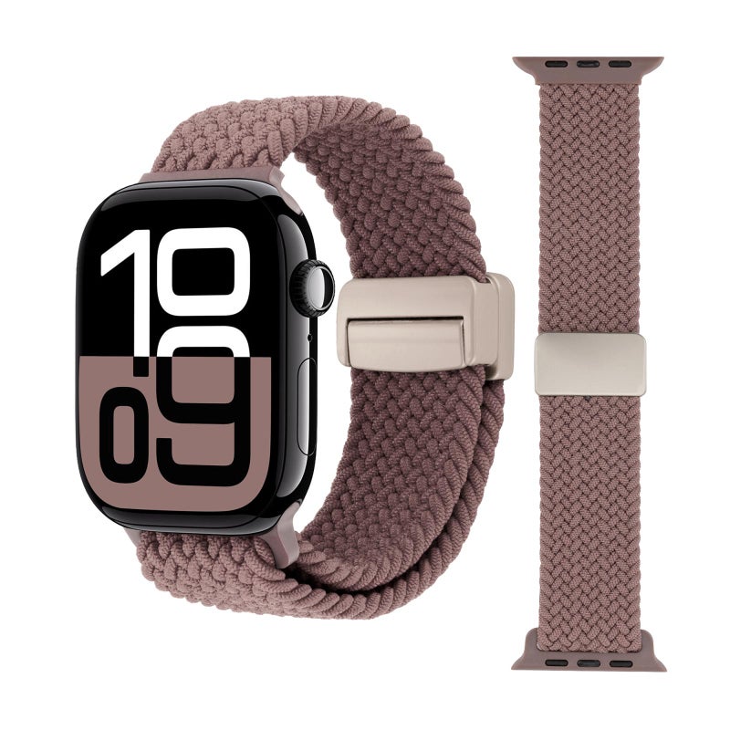 erorex For Apple Watch 42Mm / 41Mm / 40Mm / 38Mm Magnetic Buckle Loop Woven Watch Band( Purple) - Image 1