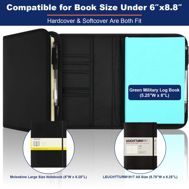Homakover Notebook Cover for A5 Moleskine LEUCHTTURM Green LogBook Green leader 5.5 * 8.25" Notebooks, Stylish Durable for Journaling & Writing with Legal pads holder & Pen Holder Elastic Band - Image 2