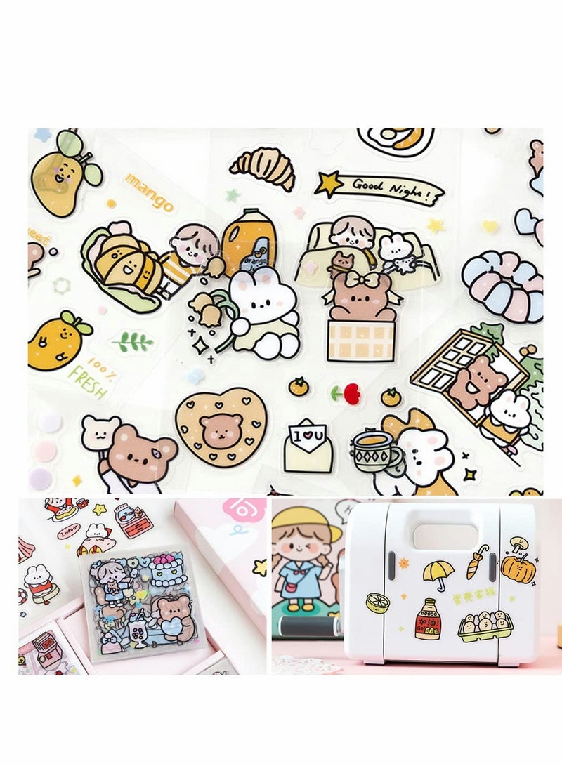 Stickers Set, 100 Sheets 600+ Small Pieces lovely PET Transparent Cartoon Character Animal Flower Decorative Scrapbook Sticker Decal for Diary, DIY Arts Crafts, Album, Planners, Calendars and Notebook - Image 5