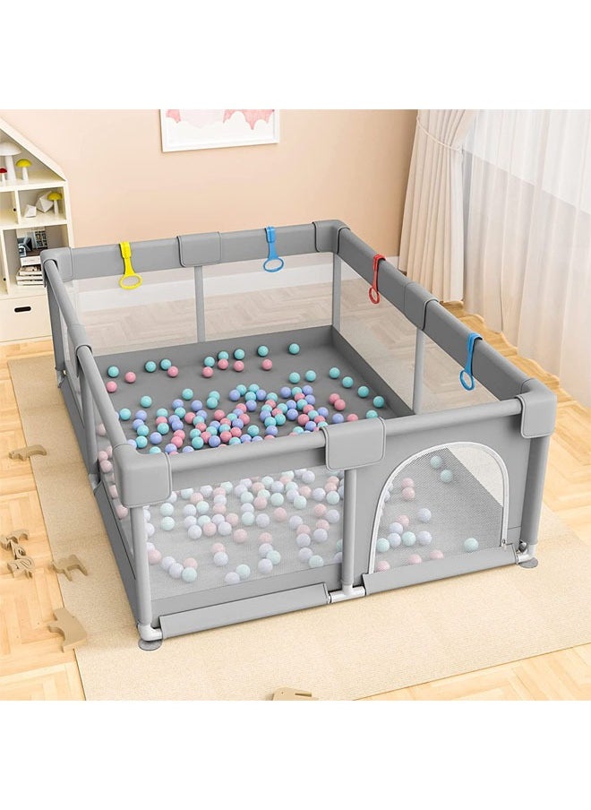 Denzoz - Baby Playpen 200 * 180cm Playpen for Toddlers with Door and Suction Cup Baby Safe Activity Center Large Playpen Baby Bumper Foam Playpen with Breathable Mesh Safe Playpen for Toddlers - Image 1