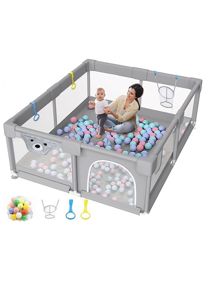 Denzoz - Baby Playpen 200 * 180cm Playpen for Toddlers with Door and Suction Cup Baby Safe Activity Center Large Playpen Baby Bumper Foam Playpen with Breathable Mesh Safe Playpen for Toddlers - Image 1
