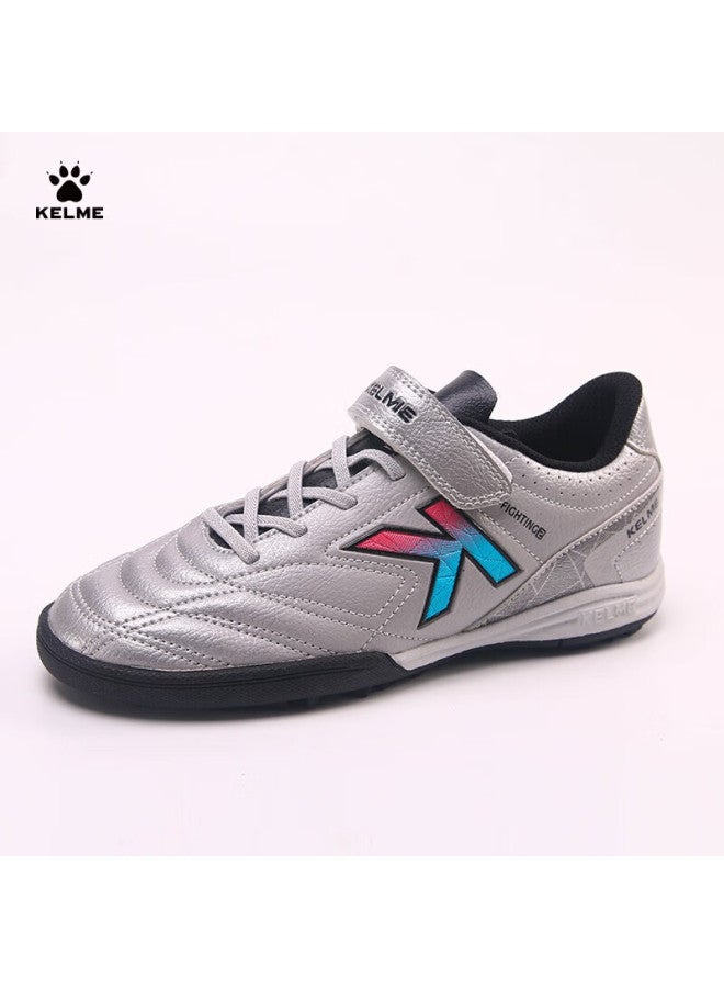 Kelme Youth Tf Turf Soccer Cleats, Compeion Student Non-slip Wear-resistant Football Boots For Men, Silver, Size 39 - Image 3