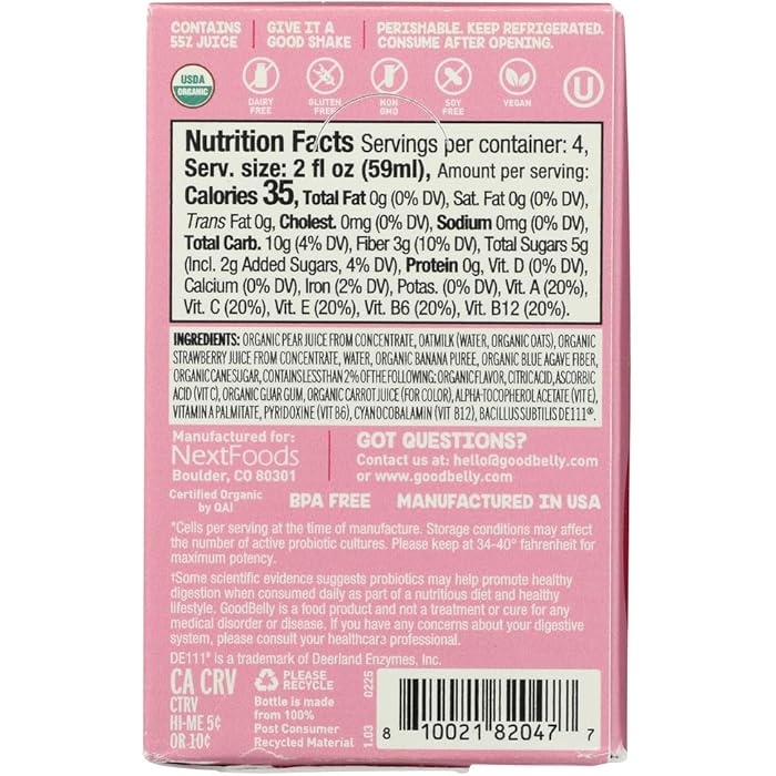 GOODBELLY Strawberry Banana Shot 4 Pack, 2 FZ - Image 2