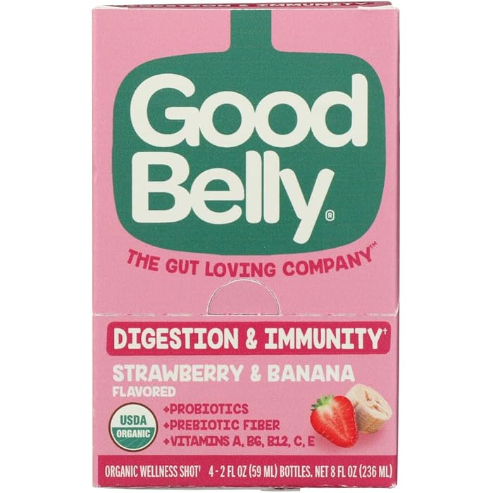 GOODBELLY Strawberry Banana Shot 4 Pack, 2 FZ - Image 1