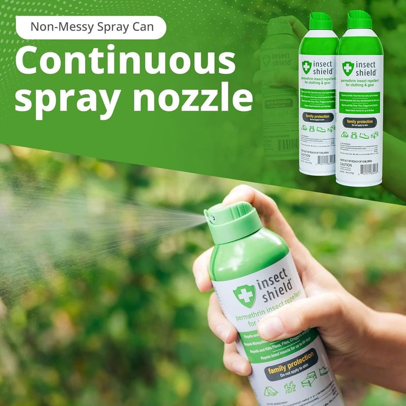 Insect Shield Premium Permethrin Spray - Tick, Flea, Fly, Mosquito, Chigger, Spider & Bed Bug Repellent for Clothing, Gear, Furniture, & Tents, Lasts up to 60 Days, Clear, 18 Oz Aerosol, Pack of 2 - Image 4