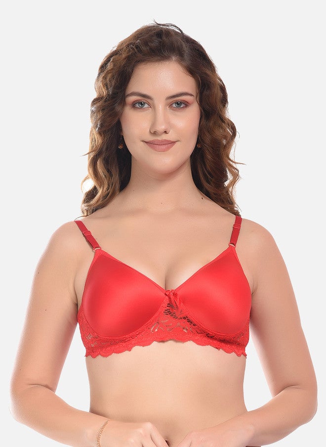 FIMS Black & Red Pack of 3 Cotton Lightly Padded Bra - Image 3