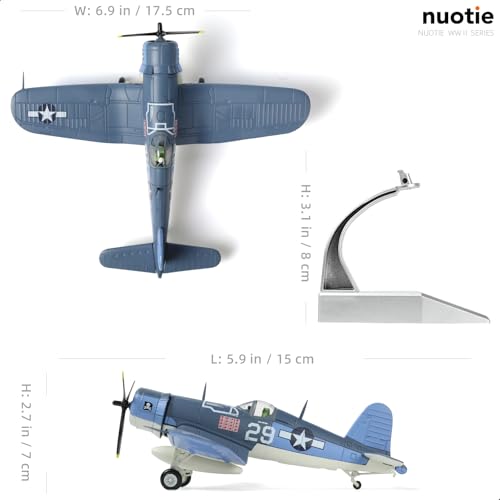 NUOTIE 1/72 Scale USA F-4U Corsair Fighter Model World War II Vintage Warplane Metal Diecast Aircraft Military Display Airplane for Display Collection or Gift - Image 2