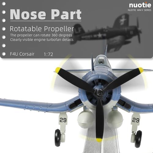 NUOTIE 1/72 Scale USA F-4U Corsair Fighter Model World War II Vintage Warplane Metal Diecast Aircraft Military Display Airplane for Display Collection or Gift - Image 3