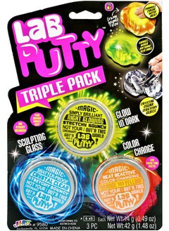 Ja-Ru Lab Putty Bundle Set (1 Pack, 3 Units Assorted) Glow In The Dark Slime, Clear Putty, Bouncing Putty, Magnetic Putty, Color Changing Putty For Kids. Slime Party Favors For Kids. 9580-1A  - Image 1