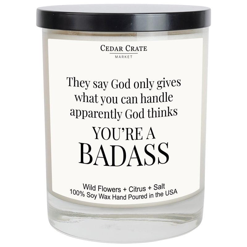 Cedar Crate Market God Thinks You're A Badass - Funny Get Well Card Gift for Him Her  Humor Encouragement Gift  Congratulations Gifts  Inspirational Gifts for Women  Men  Boss Gifts  Mental Health Gifts  Cancer Gifts - Image 1