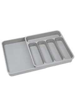 Beauenty Silverware Drawer Organizer, Expandable Kitchen Drawer Organizer for Flatware and Utensils, Adjustable Silverware Organizer Cutlery Tray for for Forks, Spoons, Knives, 6 Compartments(Grey)  - Image 2