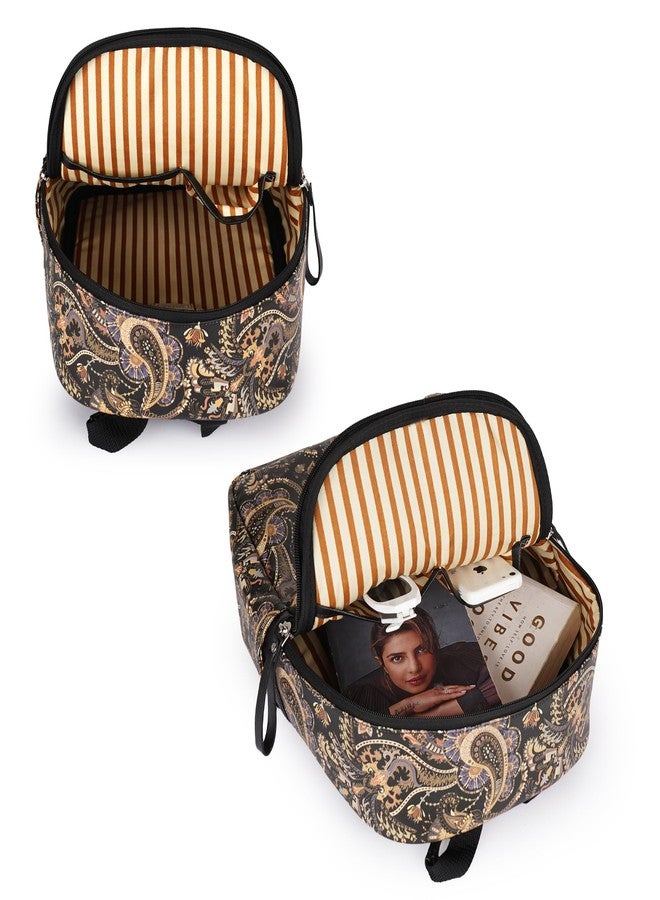 SAULT Vegan Leather Premium Vintage Print Backpack - Stylish Vegan Leather Travel & Everyday Bag for Women - Image 5