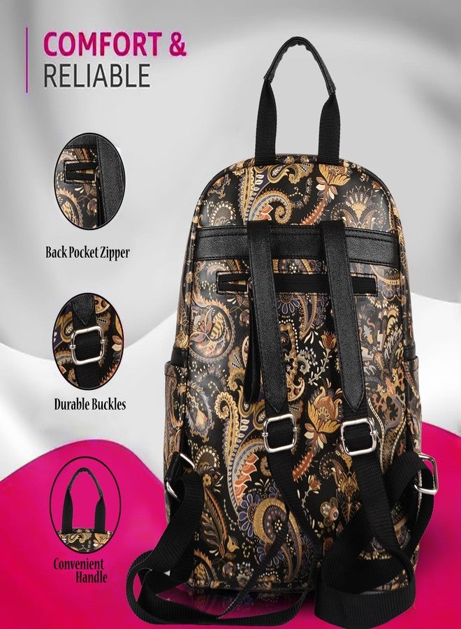 SAULT Vegan Leather Premium Vintage Print Backpack - Stylish Vegan Leather Travel & Everyday Bag for Women - Image 3