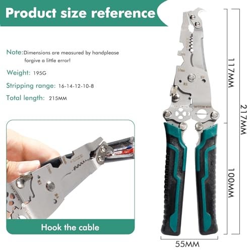 ELMVIA All in 1 Multifunction Stainless Steel Wire Stripper/Wire Crimping Tool, Wire Cutter, Wire Crimper, Cable Stripper, Wiring Tools and Multi-Function Hand Tool (Black Wire) - Image 5