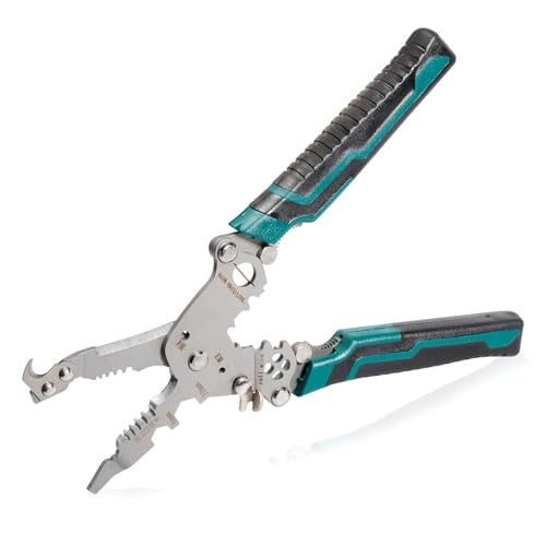 ELMVIA All in 1 Multifunction Stainless Steel Wire Stripper/Wire Crimping Tool, Wire Cutter, Wire Crimper, Cable Stripper, Wiring Tools and Multi-Function Hand Tool (Black Wire) - Image 2