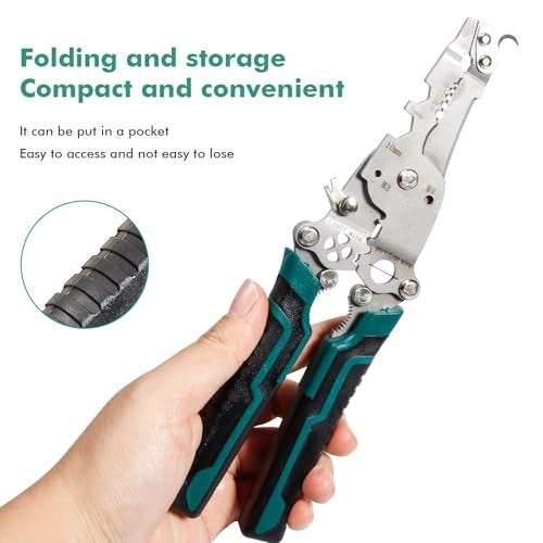 ELMVIA All in 1 Multifunction Stainless Steel Wire Stripper/Wire Crimping Tool, Wire Cutter, Wire Crimper, Cable Stripper, Wiring Tools and Multi-Function Hand Tool (Black Wire) - Image 4