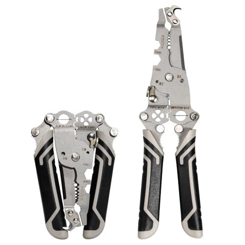 ELMVIA All in 1 Multifunction Stainless Steel Wire Stripper/Wire Crimping Tool, Wire Cutter, Wire Crimper, Cable Stripper, Wiring Tools and Multi-Function Hand Tool (Black Wire) - Image 1