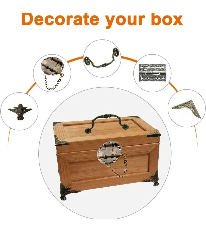 13 قطعة مجموعة أقفال أثاث قديم مع براغي لتزيين صندوق مجوهرات الهدايا DIY - Image 4
