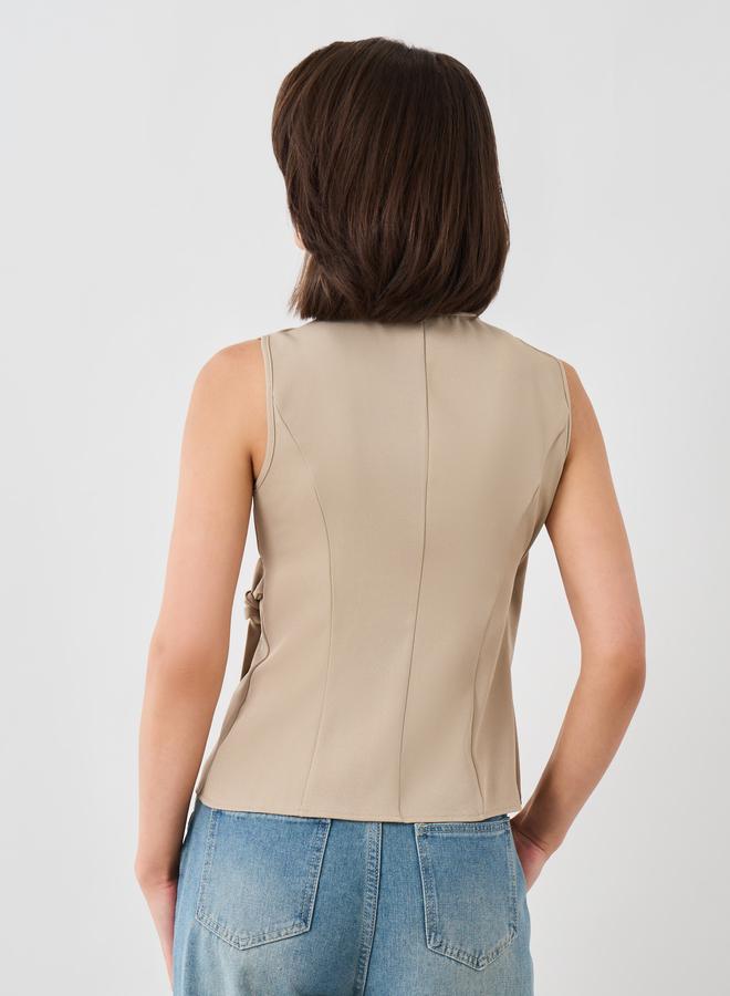 Take Two Take Two Solid Sleeveless Wrap Vest with Tie-Up Detail  - Image 5