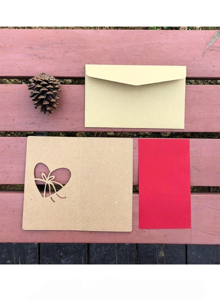 6 Different Designs of Kraft Paper Hollow Heart , Flower ,Greeting Card Valentine's Day Card ( Pack of 6pcs) - Image 2