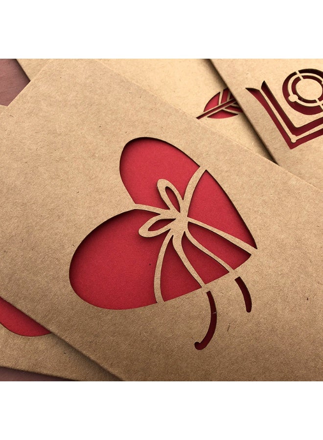 6 Different Designs of Kraft Paper Hollow Heart , Flower ,Greeting Card Valentine's Day Card ( Pack of 6pcs) - Image 5