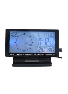 LCD Digital Car Thermometer Multifunction Automobile Compass Gauge Vehicle Clock Calendar Week Indoor & Outdoor Temperature Meter with Backlight