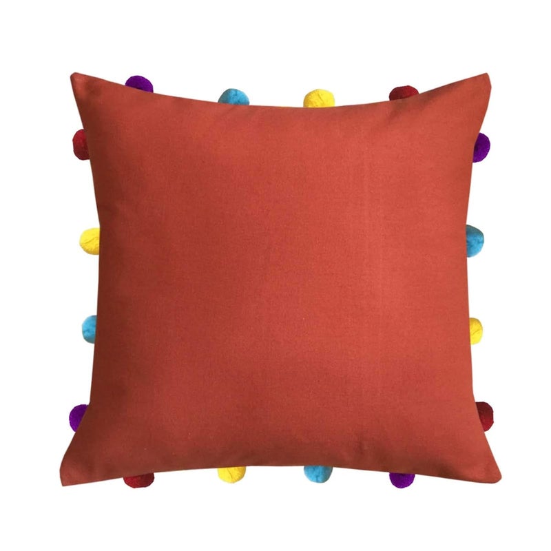 Lushomes Cushion Cover 14x14 Boho Cushion Covers Sofa Pillow Cover Cushion Covers with Tassels Cushion Cover with pom pom 14x14 Inches Set of 5Red - Image 2
