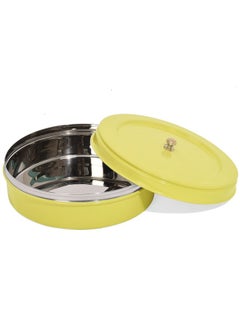 Elan Elan Stainless Steel Roti Box Chapati Hotpot 1500ml Yellow Design with Lid, Ideal for Serving & Storing Rotis, Papads, Dry Food, and Candies | Eco-Friendly, Lightweight, Durable & Easy to Carry  - Image 2