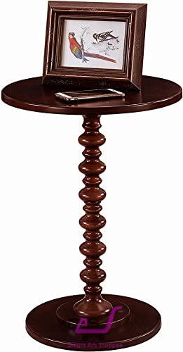 DDS Dream Decor ShoppeeRound Side Table Wooden with One Wood Legs Stand Coffee Table lamp Table Coffee Table End Table for Living Room Bedroom Office Small Spaces (Brown) - Image 3