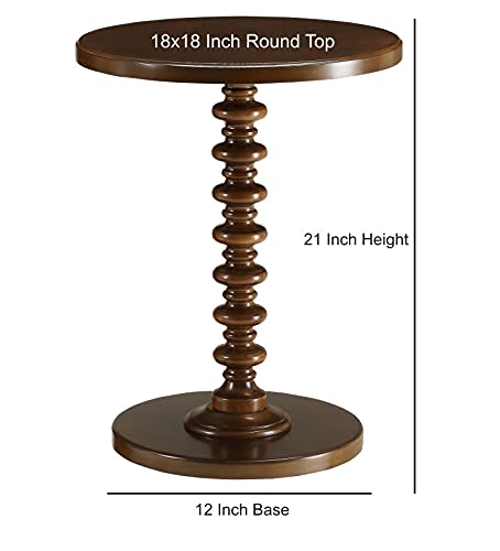 DDS Dream Decor ShoppeeRound Side Table Wooden with One Wood Legs Stand Coffee Table lamp Table Coffee Table End Table for Living Room Bedroom Office Small Spaces (Brown) - Image 5