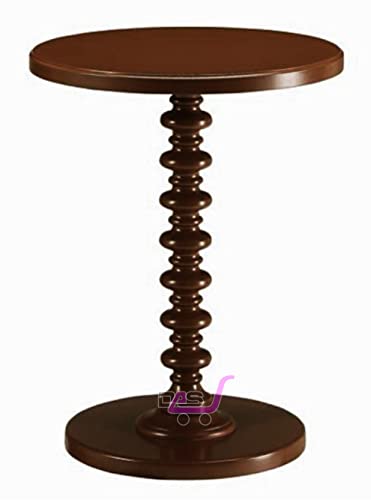 DDS Dream Decor ShoppeeRound Side Table Wooden with One Wood Legs Stand Coffee Table lamp Table Coffee Table End Table for Living Room Bedroom Office Small Spaces (Brown) - Image 4