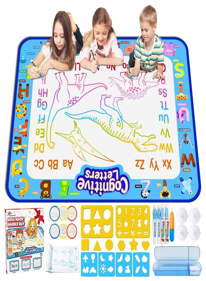Jasonwell Aqua Water Doodle Mat 40 X 32 Inches Large Magic Drawing Doodling Mat Coloring Mat Educational Toys Christmas Birthday Gifts for Kids Toddler Boys Girls Age 2 3 4 5 6 7 8 Year Old (Alphabet) - Image 1